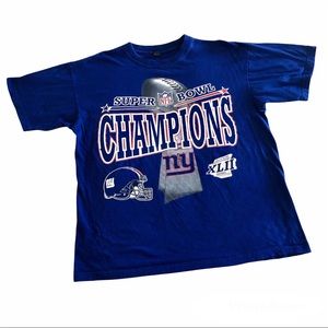 NY Giants Super Bowl Champions T-Shirt Men’s XL Blue XLII 2008 Football Vintage